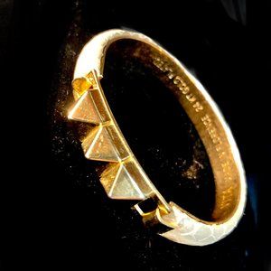 Snakeskin Spiked Vintage Gold Tone Bangle - Italy